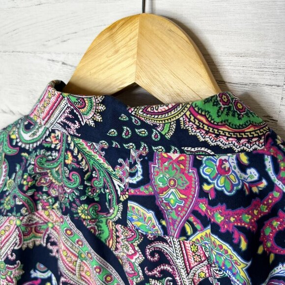 Lauren Ralph Lauren Top Womens Size Large Colorful Paisley Patchwork Non Iron - Picture 13 of 16